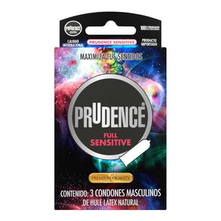 CN-203 Condones Prudence Full Sensitive, caja con 3 condones