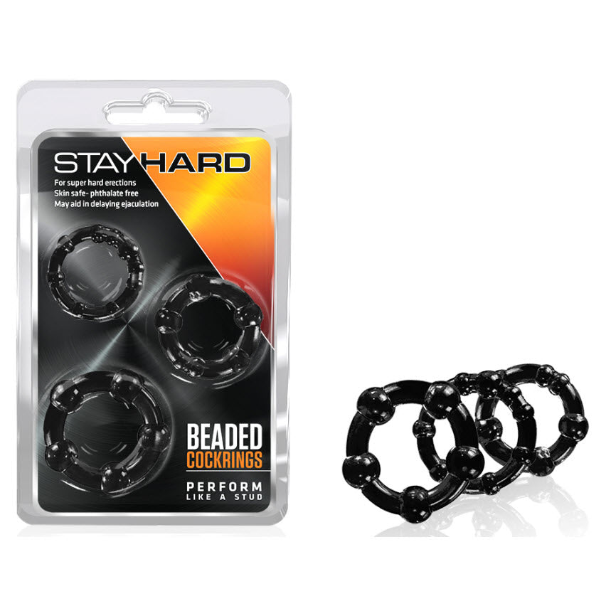 AN-992 Stay Hard Beaded Cockrings Black