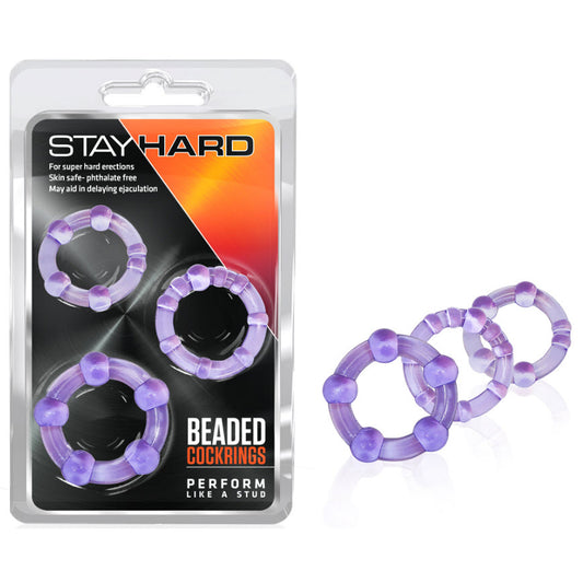 AN-990 Stay Hard Beaded Cockrings Purple