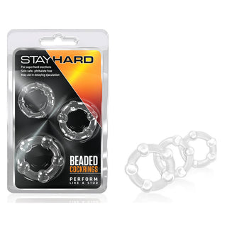 AN-994 Stay Hard Beaded Cockrings Clear