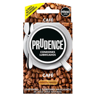 CN-192 Condones Prudence aroma y sabor a café, Caja con 3 Condones