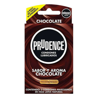 CN-205 Condones Prudence Sabor Chocolate, caja con 3 condones.