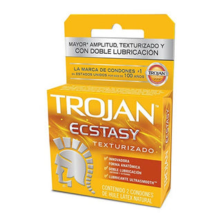 CN-167 Condón Trojan Ecstasy Texturizado Caja con 2 Condones