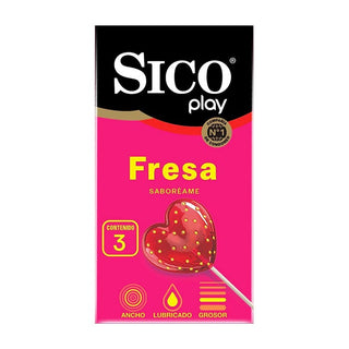 CN-141 Sico Play Sabor fresa Cartera con 3 condones