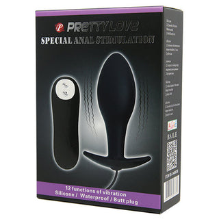 PC-4983 Pretty Love Vibrating Bulb Shaped Butt Plug Black