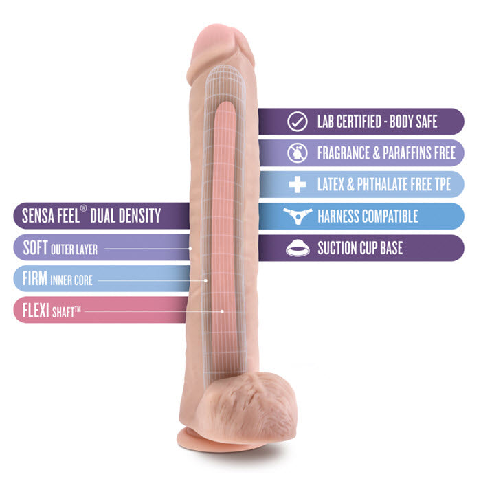 EXT-958 Au Naturel - Daddy - 14 Inch Sensa Feel Dual Density Dildo - Vanilla