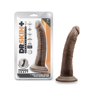 DS-748 Blush Dr. Skin Plus 7" Posable Dildo - Chocolate