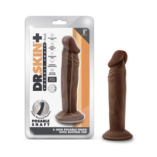 DS-750 Blush Dr. Skin Plus 6" Posable Dildo - Chocolate