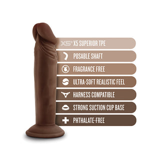 DS-750 Blush Dr. Skin Plus 6" Posable Dildo - Chocolate