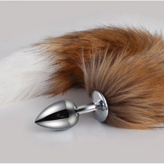 CL-68 ( Fox Tail Anal Plug BrownWhite) Colita Café/Blanco con Plug Metálico