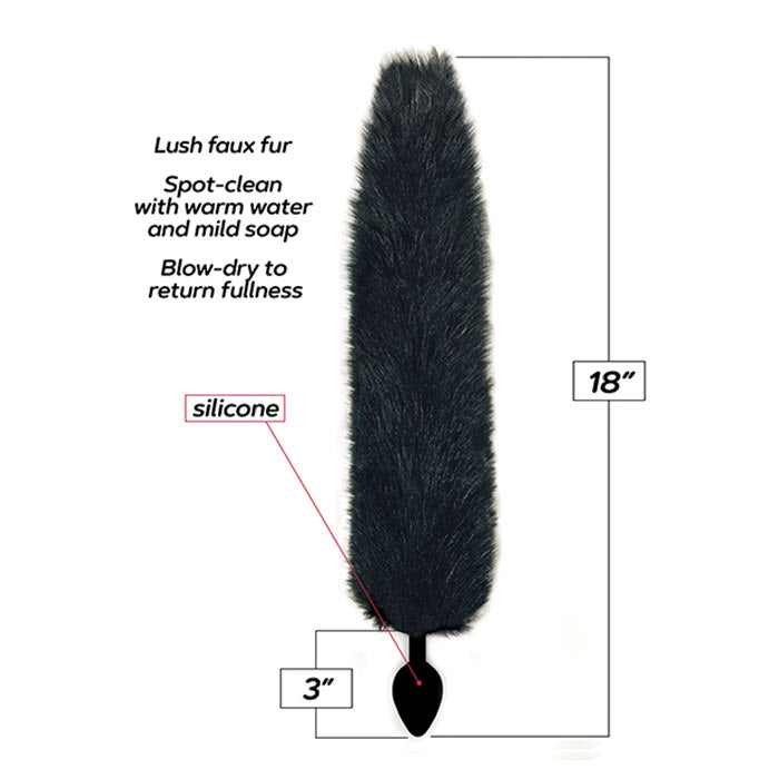 CL-36 Foxy Fox Tail Silicone Butt Plug - Black