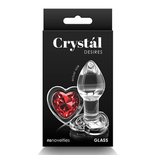 PS-848 Crystal Desires Glass Heart Gem Butt Plug Red (Chico)