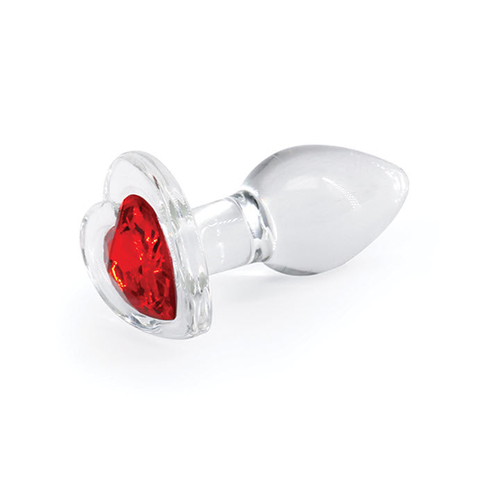 PS-849 Crystal Desires Glass Heart Gem Butt Plug Red (Mediano)