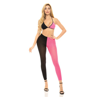 LNC-120 Pink Lipstick Block You Out Bra & Legging Black/Pink O/S