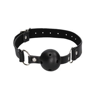 BG-27 Shots Ouch Black & White Breathable Ball Gag w/Nipple Clamps Black