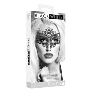 AA-177 Shots Ouch Black & White Lace Eye Mask Queen Black