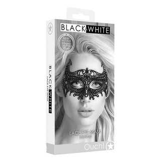 AA-176 Shots Ouch Black & White Lace Eye Mask - Empress Black