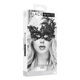 AA-175 Shots Ouch Black & White Lace Eye Mask - Royal Black