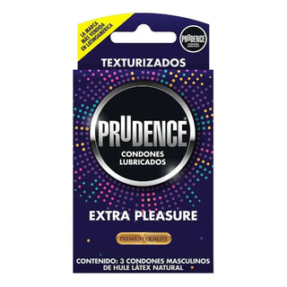 CN-195 Condones Prudence Extra Pleasure, caja con 3 condones