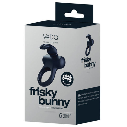 AN-912 VeDO Frisky Bunny Rechargeable Vibrating Ring - Black Pearl