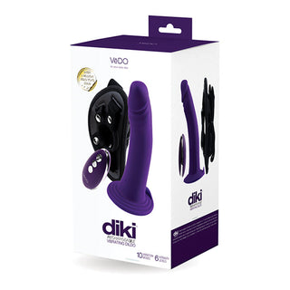 AR-790 VeDO Diki Rechargeable Vibrating Dildo w/Harness - Deep Purple