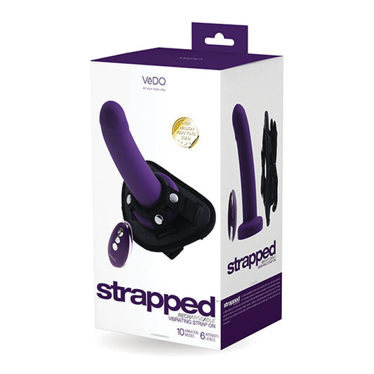 AR-882 VeDo Strapped Rechargeable Vibrating Strap On - Deep Purple