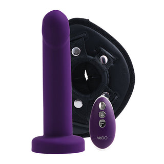 AR-882 VeDo Strapped Rechargeable Vibrating Strap On - Deep Purple