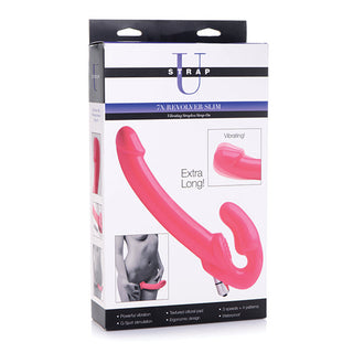 DOP-04 Strap U Revolver Slim Vibrating Strapless Strap-On - Pink