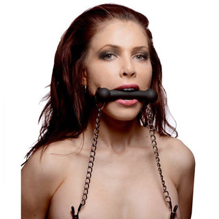 BG-28 Equine Silicone Bit Gag with Nipple Clamps