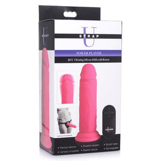 DC-436 Power Player 28X Vibrating Silicone Dildo with Remote - Pink