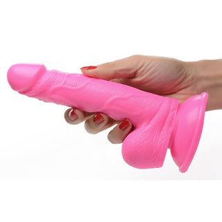 DS-810  6.5 Inch Dildo with Balls - Pink