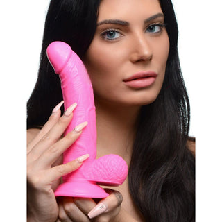 DS-808  7.5 Inch Dildo with Balls - Pink