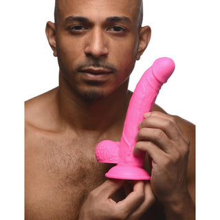 DS-808  7.5 Inch Dildo with Balls - Pink