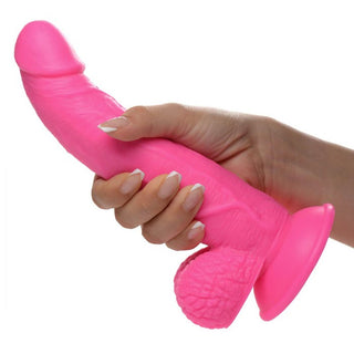 DS-808  7.5 Inch Dildo with Balls - Pink