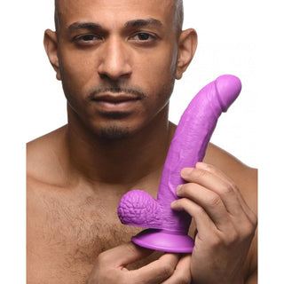 DS-807  7.5 Inch Dildo with Balls - Purple