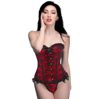 LNC-137 Scarlet Seduction Lace-up Corset and Thong M (Mediana)