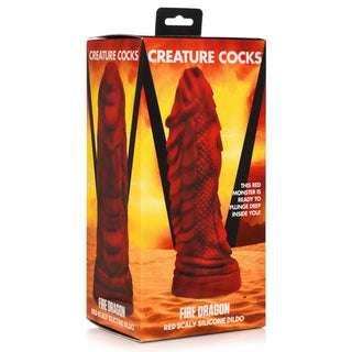 CC-33 Creature Cocks Fire Dragon Scaly Silicone Dildo - Red