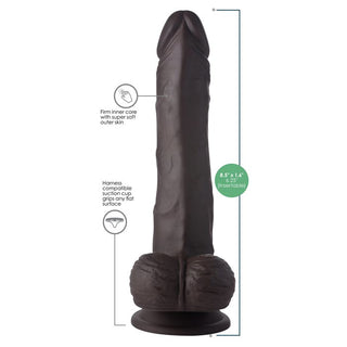 DC-429 Thrusting and Vibrating 8 Inch Dildo - Dark