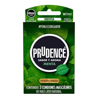 CN-206 Condón Prudence Sabor Menta, caja con 3 condones