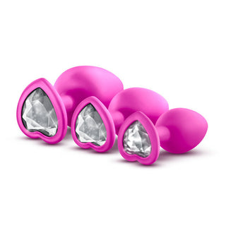 PS-885 Blush Luxe Bling Plugs Training Kit - Pink w/White Gems