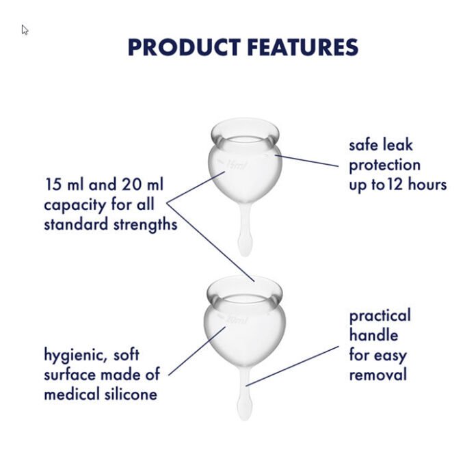 CM-26 Juego de Copas Menstruales Satisfyer Feel Good Menstrual Cup - Transparente - Imagen 3