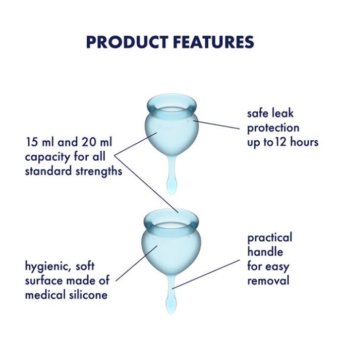 CM-24 Juego de 2 Copas Menstruales Satisfyer Feel Good Menstrual Cup - Azul Claro - Imagen 3