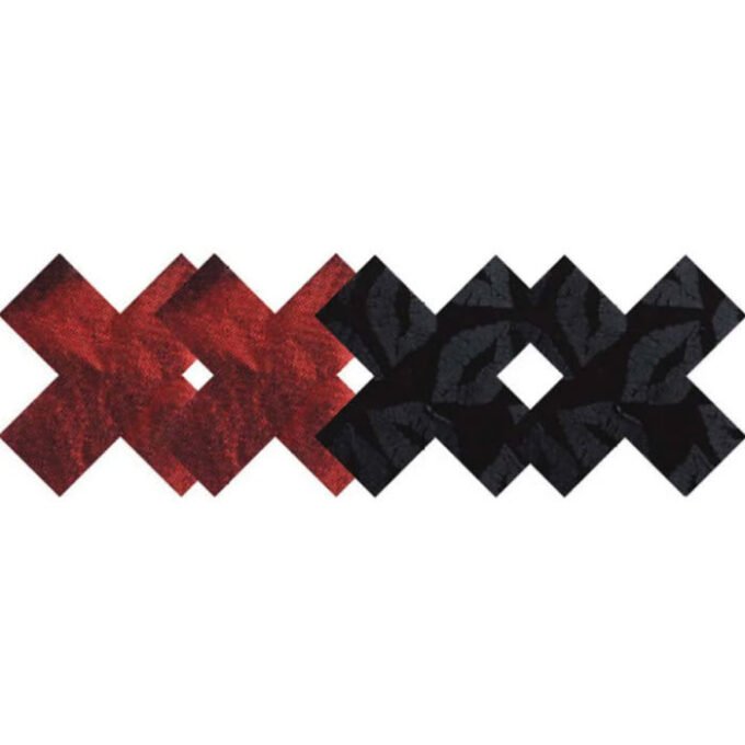 AP-869 Par de pezoneras Stolen Kisses Xs - Red & Black Pack of 2