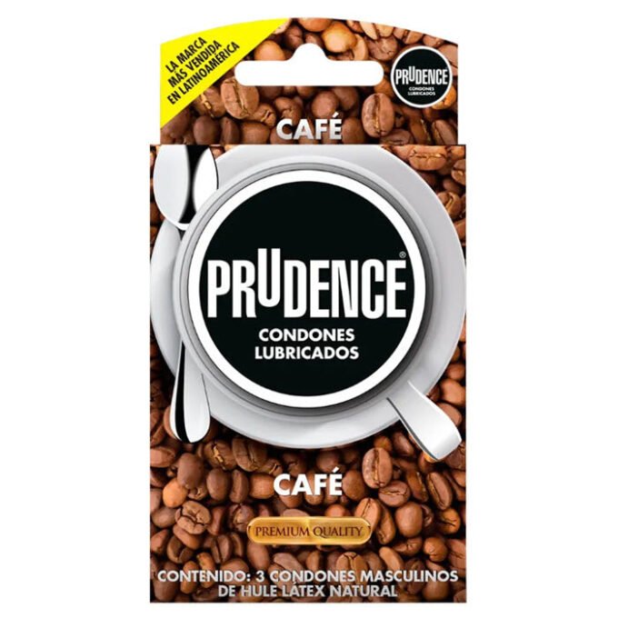 CN-192 Condones Prudence aroma y sabor a café, Caja con 3 Condones