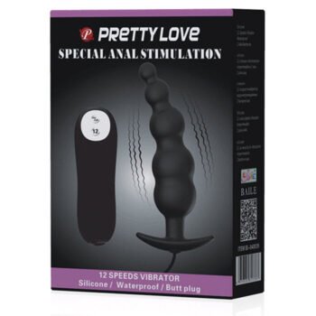 PC-4982 Pretty Love Vibrating Bead Shaped Butt Plug Black