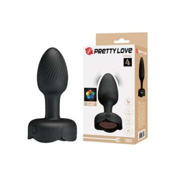 PC-377  Pretty Love Olman Small Butt Plug w/Multi Color Bottom Light - Black
