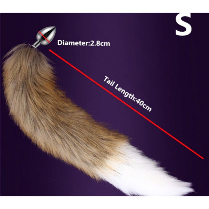 CL-68 ( Fox Tail Anal Plug BrownWhite) Colita Café/Blanco con Plug Metálico - Imagen 2