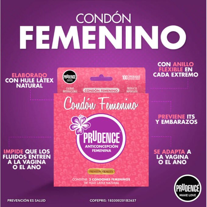 CN-190 Condón Femenino Prudence (2 Condones) - Imagen 3