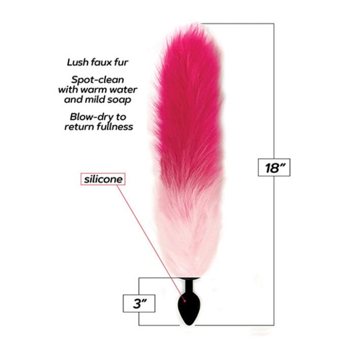 CL-38 Foxy Fox Tail Silicone Butt Plug - Pink Gradient - Imagen 2