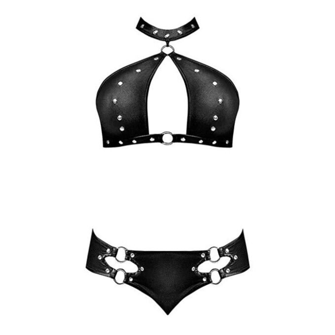 LNC-99 Lust Juno Top w/Velcro Choker Neck & Mini Short Black S/M - Imagen 6